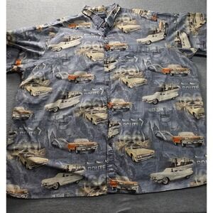 Harbor Bay Mens 4XL Route 66 Vintage Car Print Button Down Shirt Short Sleeve